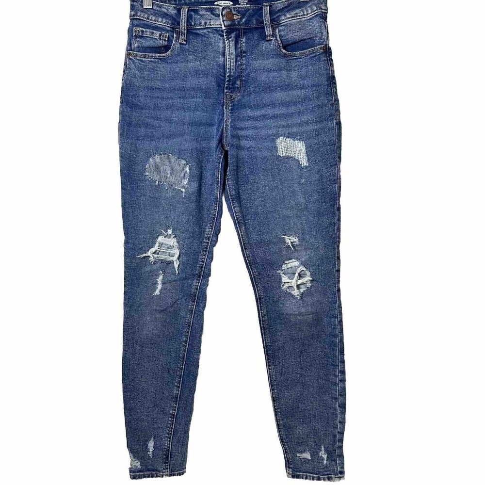Old Navy Womens Rockstar Jeans Super Skinny High Rise Distressed Stretch Sz 6